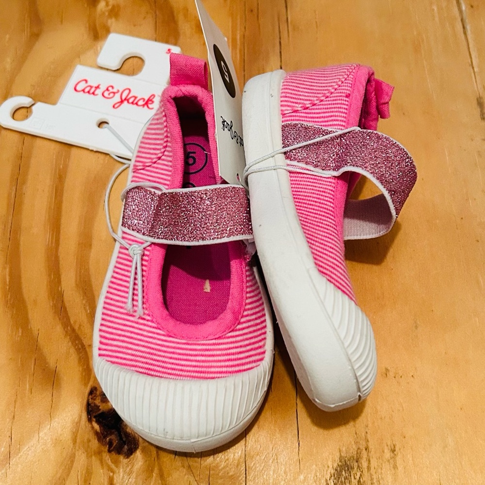 Cat & Jack Pink Glitter Strap Baby Shoes